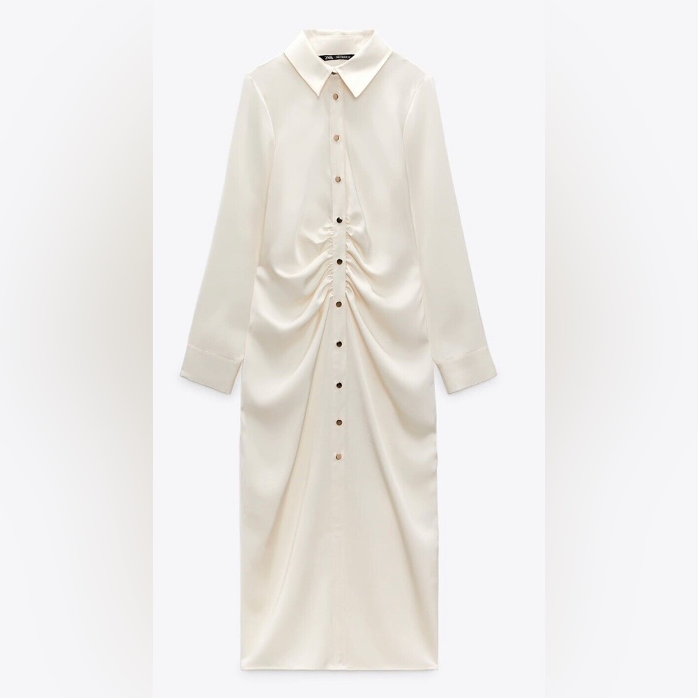 NWT cream satin Zara dress